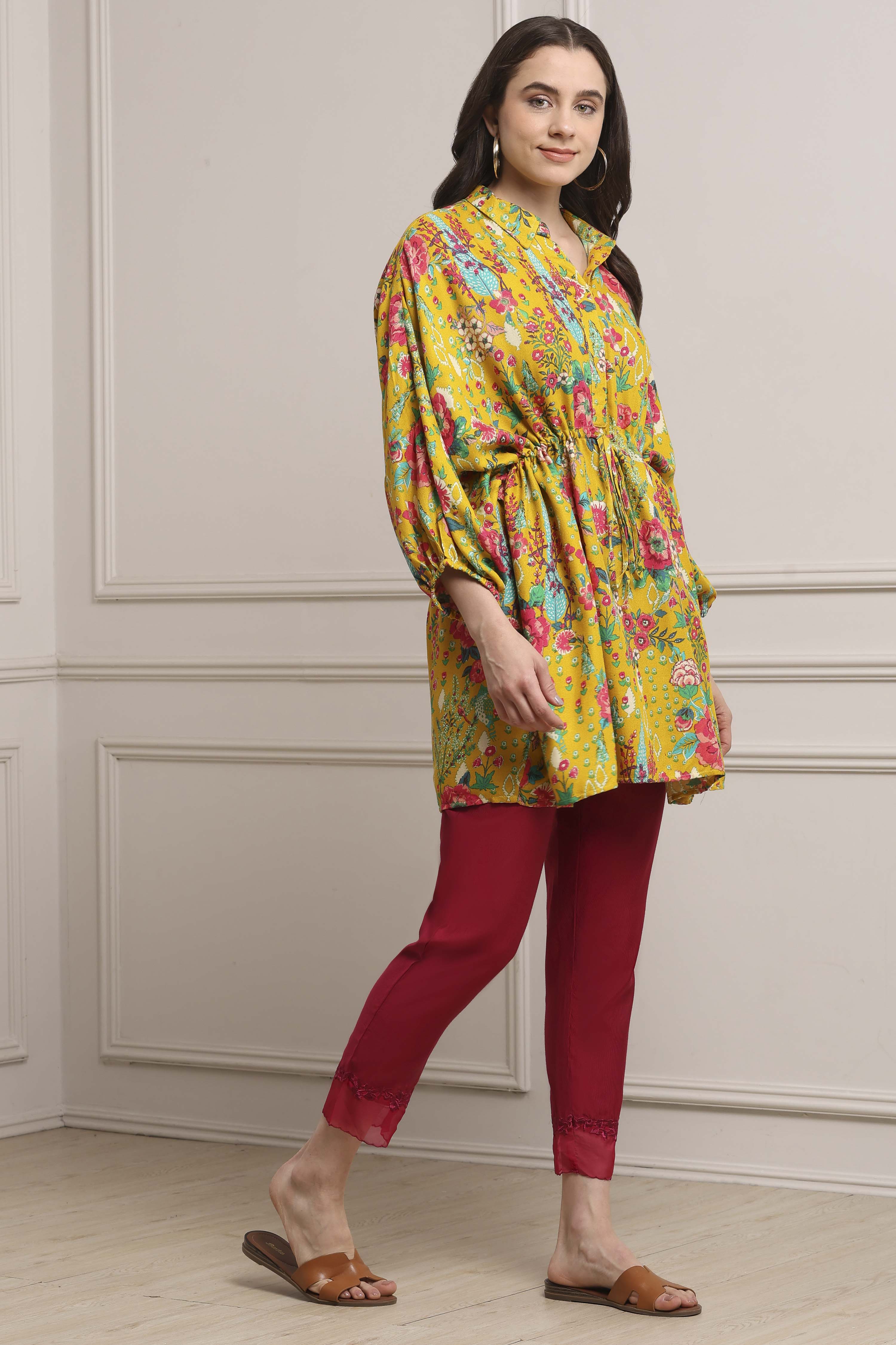 Mustard Viscose Rayon Straight Kurta Pants Set image number 5