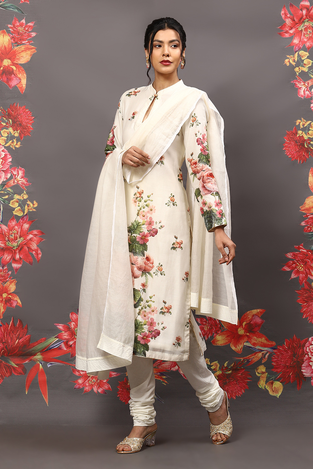 Cream Cotton Blend Straight Kurta Suit Set image number 5