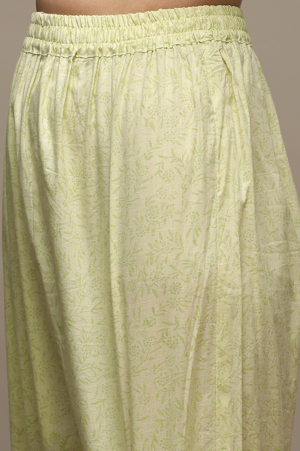 Green Cotton Hand Block Print Unstitched Suit Set image number 3
