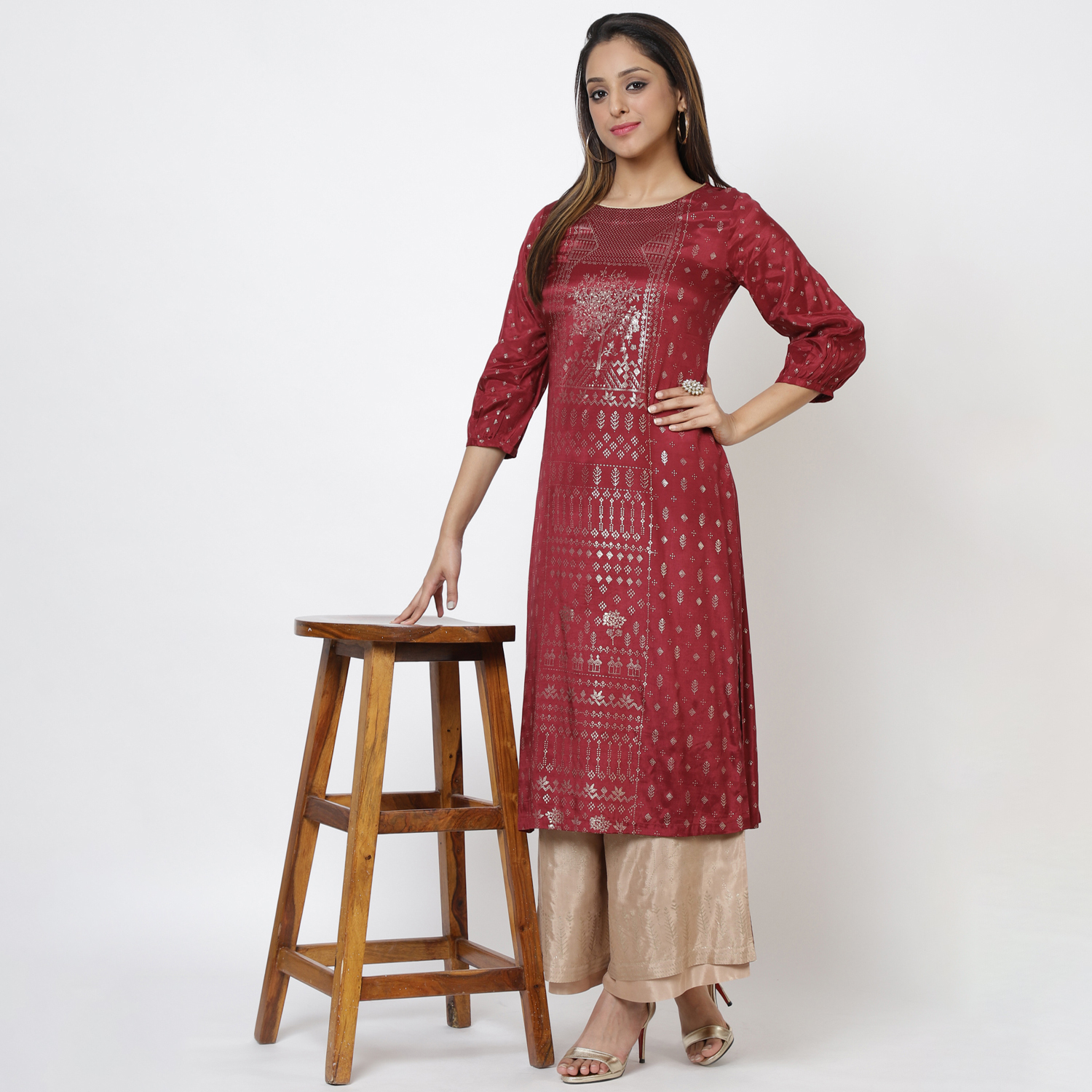 Black Viscose Straight Printed Kurta image number 0