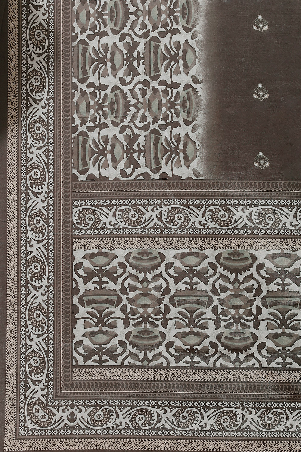 Brown Muslin Unstitched Suit Set image number 3