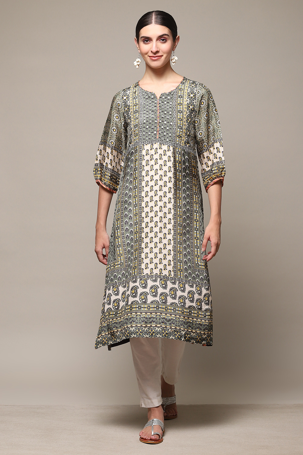 Ivory Viscose A Line Kurta image number 5