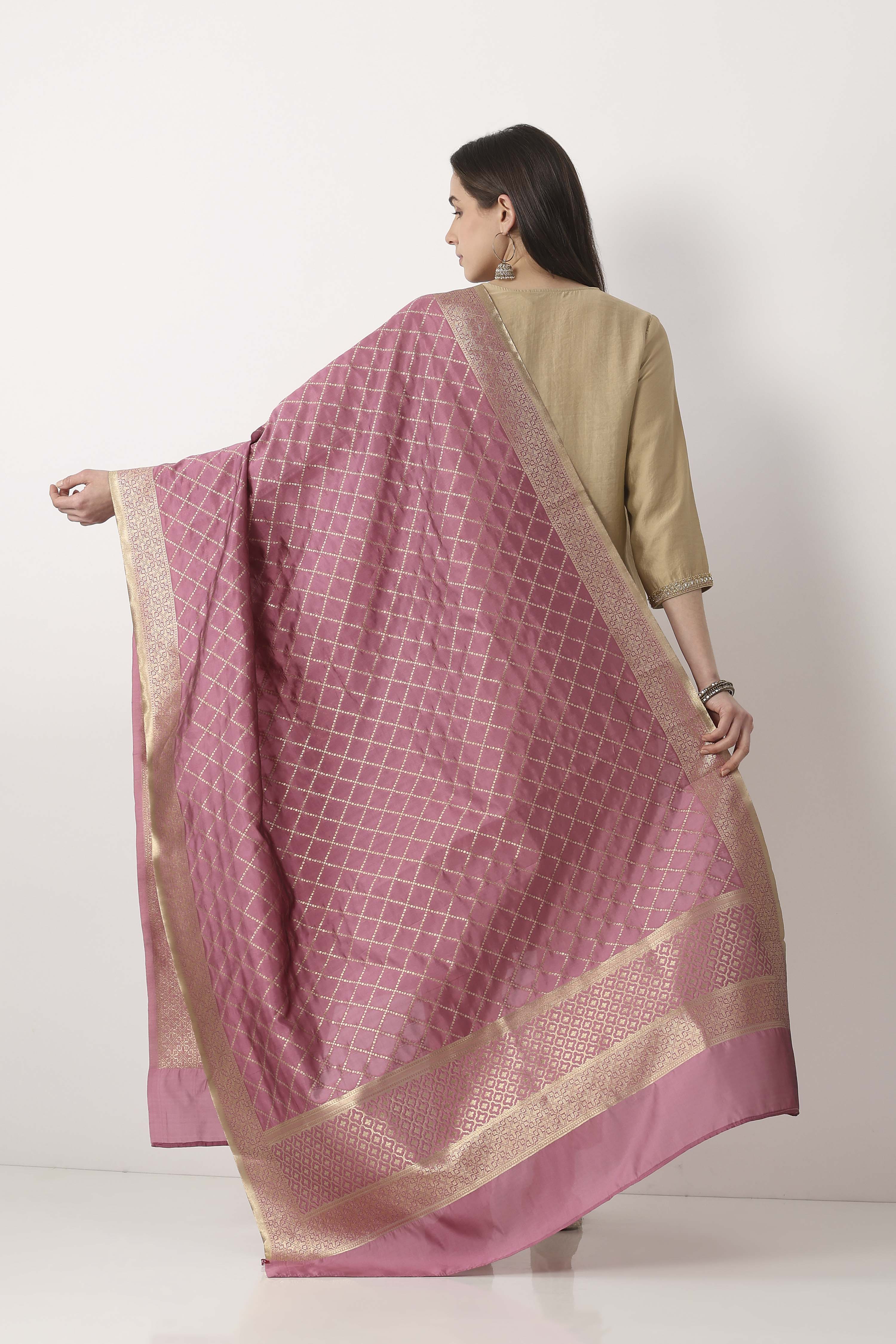 Onion Pink Art Silk Dupatta image number 2