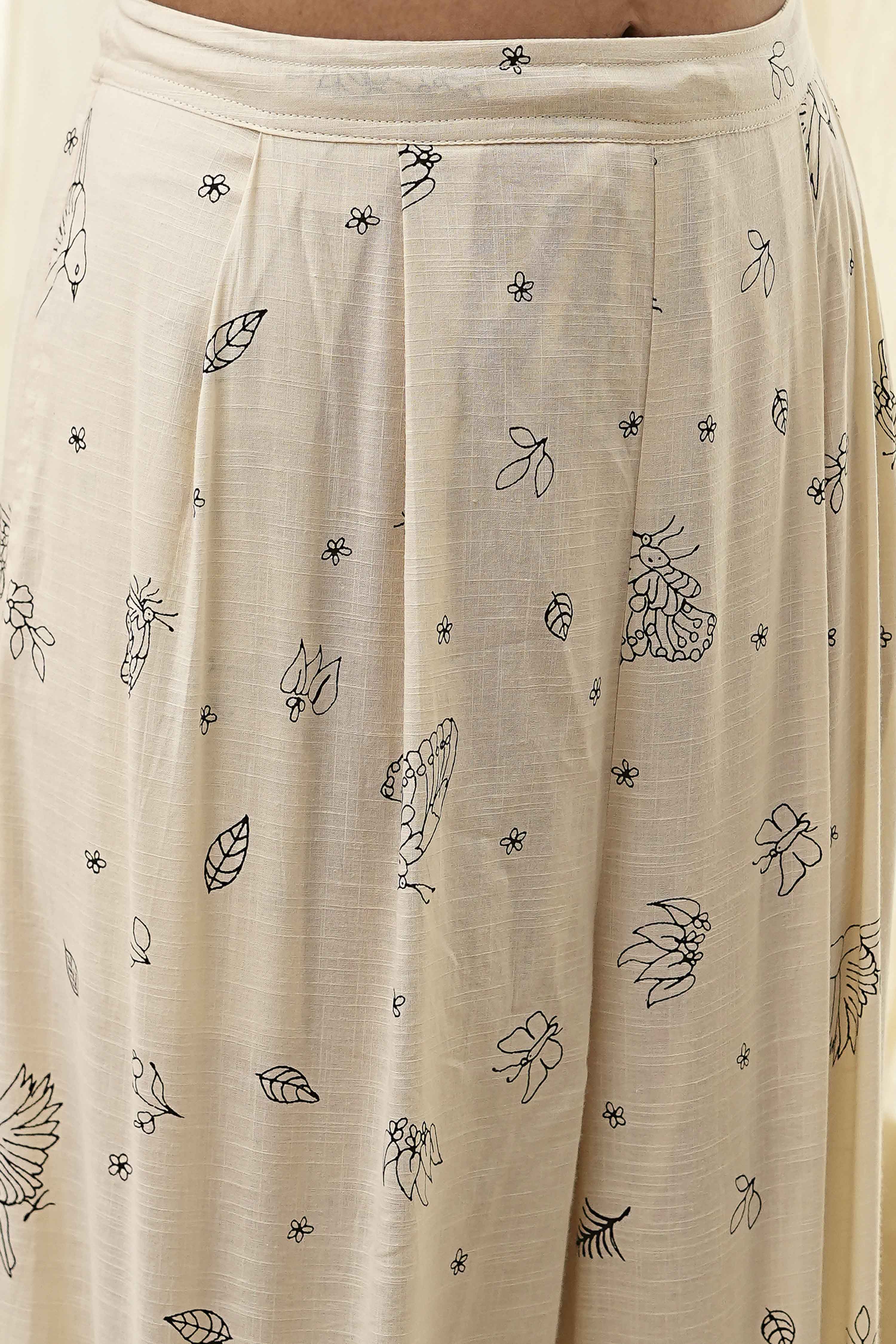 Off-White Cotton Straight Printed Kurta Set image number 2