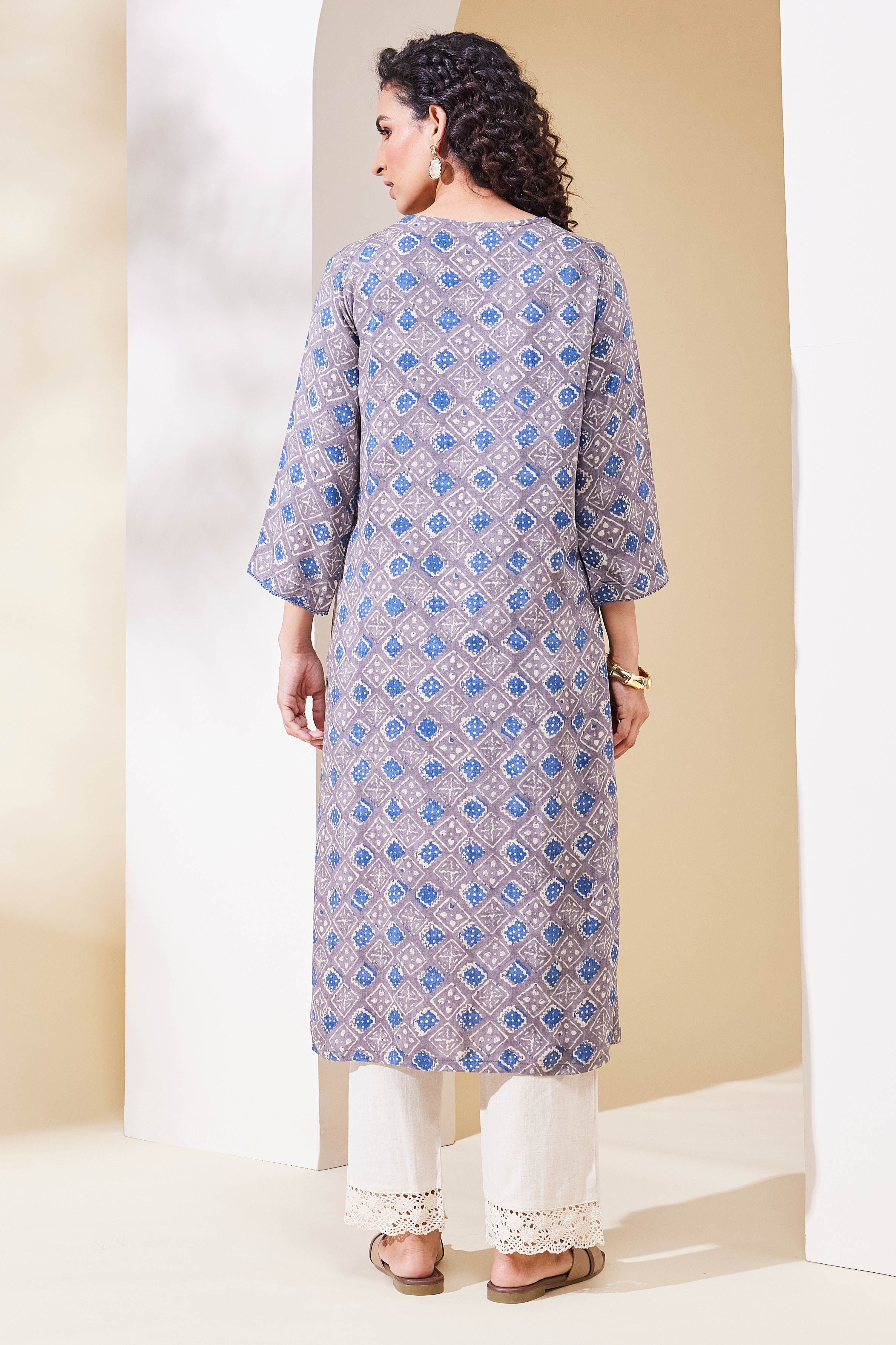 Grey Viscose Rayon Straight Kurta image number 3