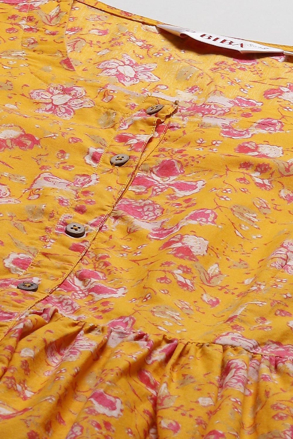 Blue Cotton Gathered Kurta Pants 2 Piece Set image number 1