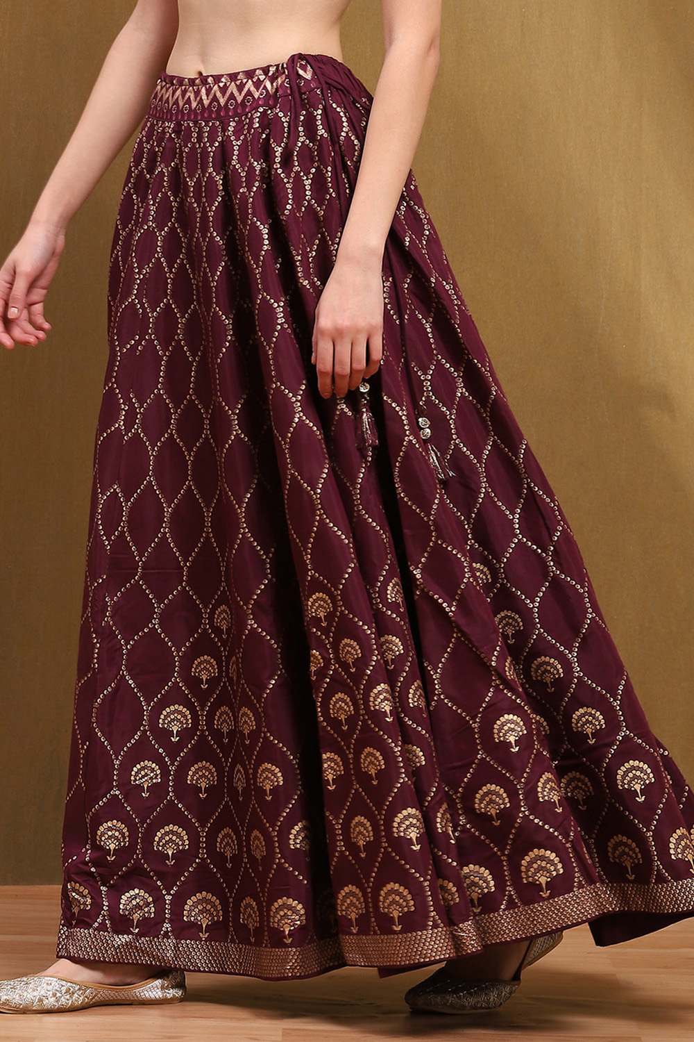 Black Shantoon Block Printed Festive Skirt image number 2