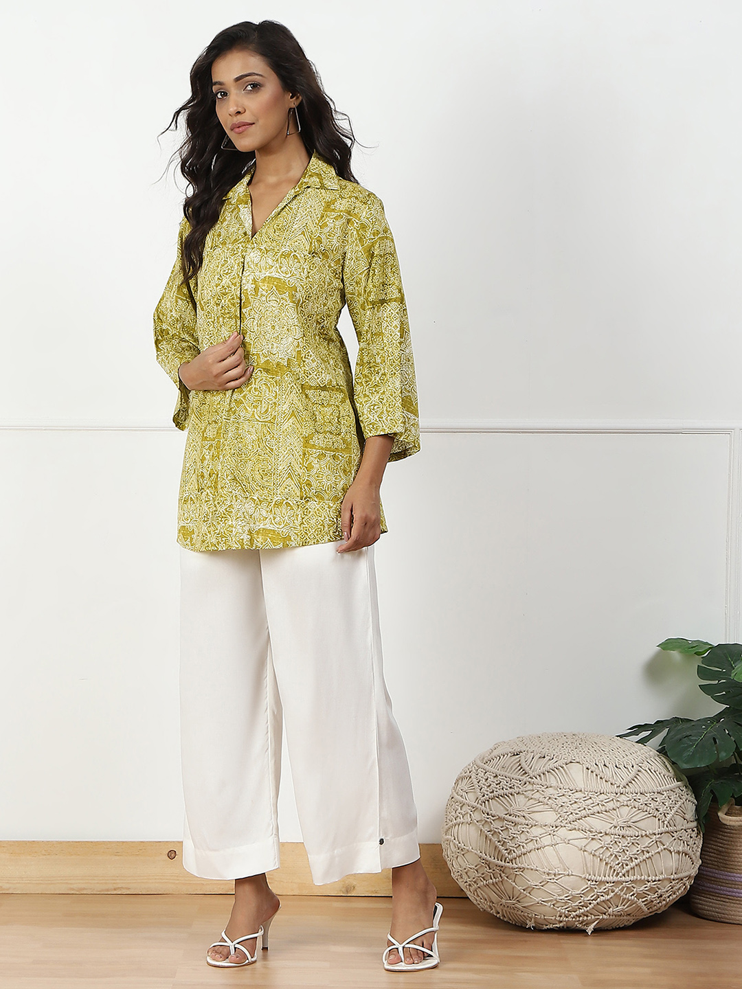 Navy Rayon Palazzo Pants image number 0