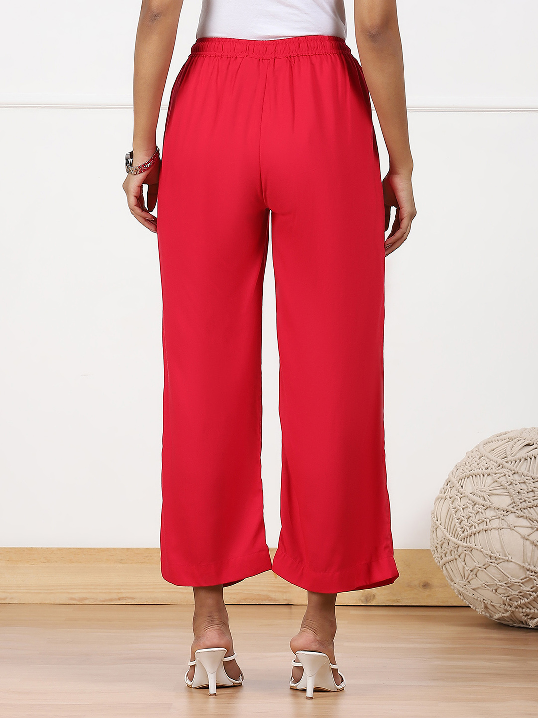 Navy Rayon Palazzo Pants image number 5