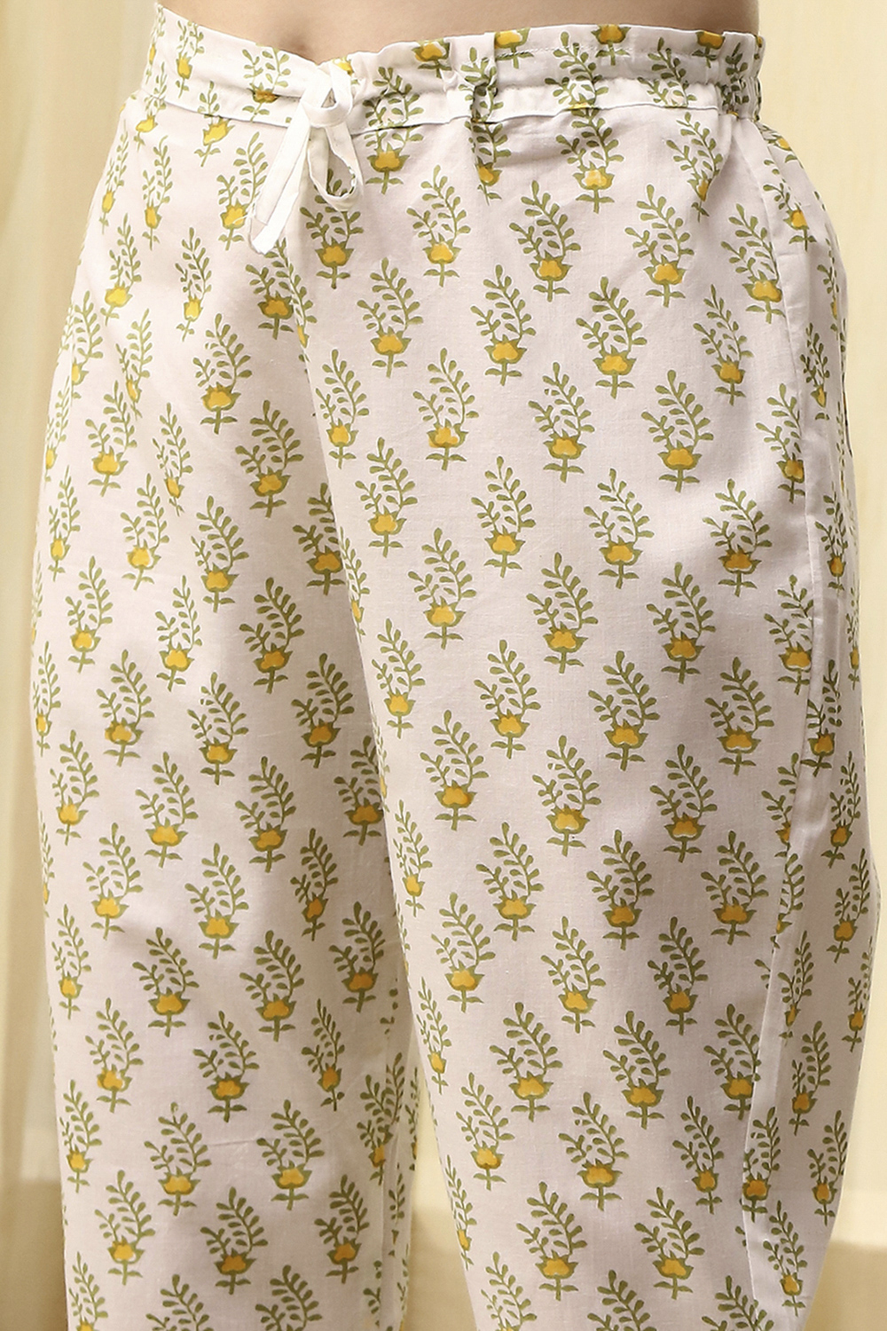 Coral Cotton Hand Block Print Unstitched Suit Set image number 4