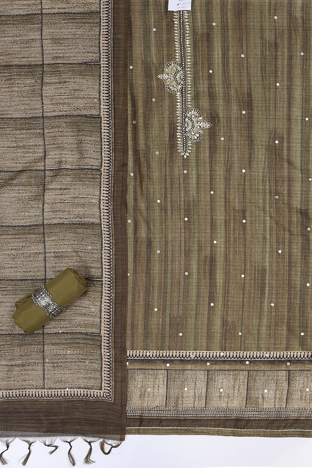 Wine Silk Blend Printed Unstitched Suit Set image number 1