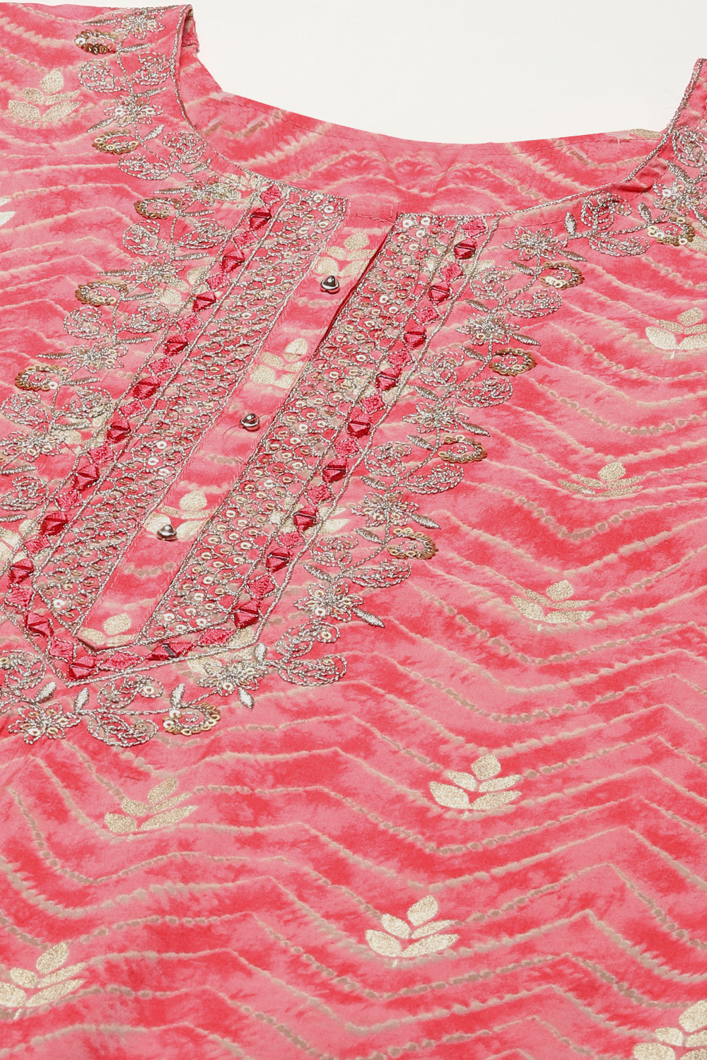 Pink Modal Machine Embroidered Unstitched Suit Set image number 2