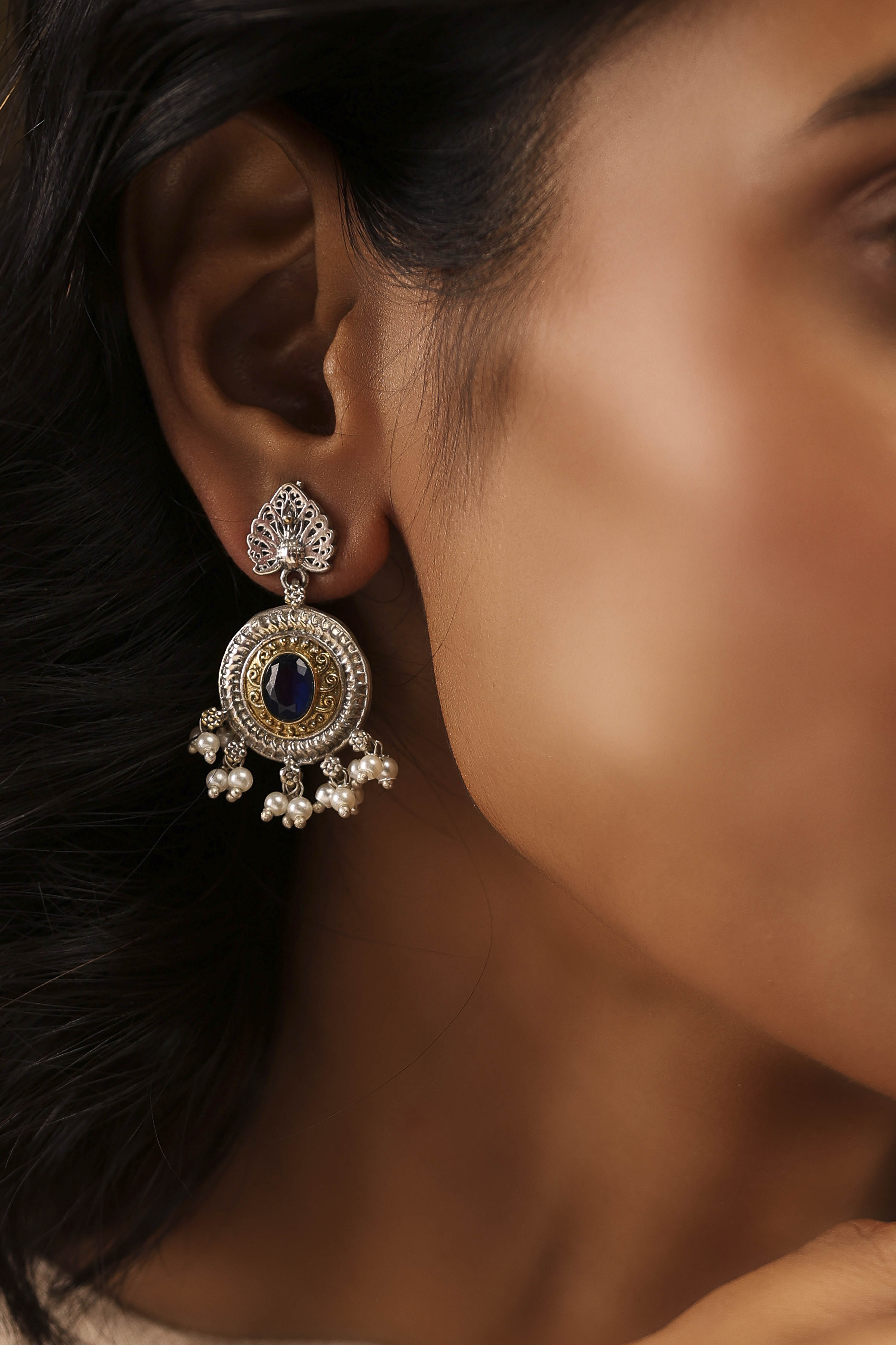 Navy Brass Drop & Danglers image number 1