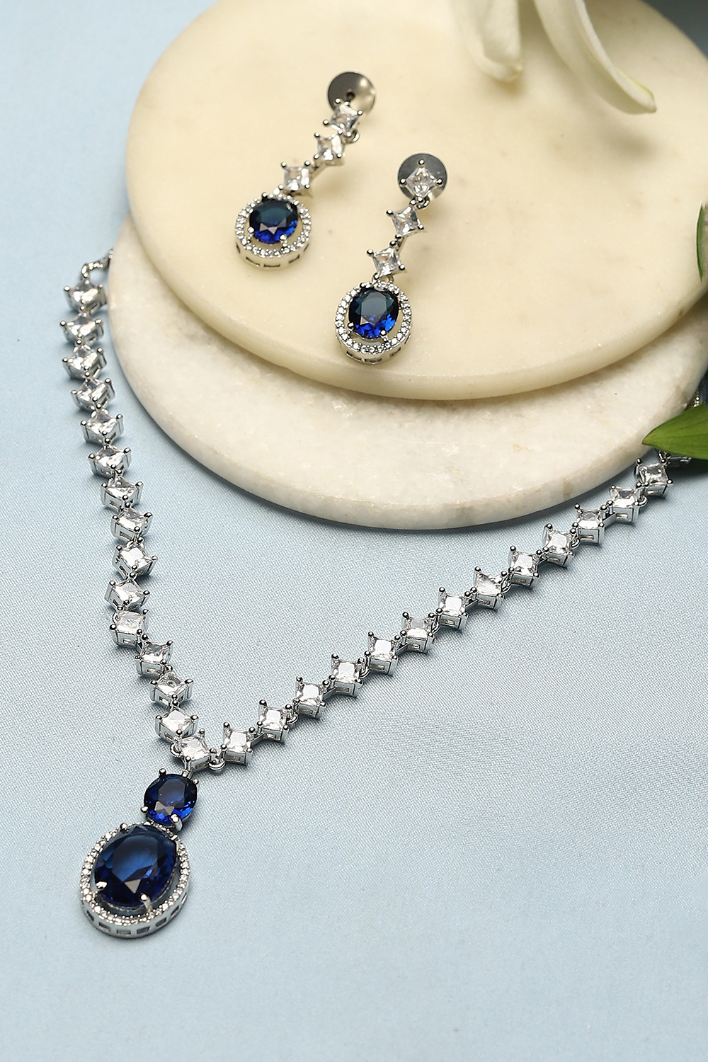Navy Blue Embellished Necklace Set image number 0