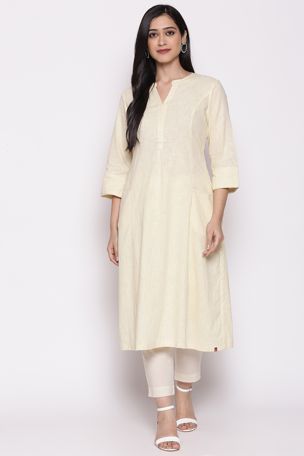 Blue Cotton Solid Kurti image number 0