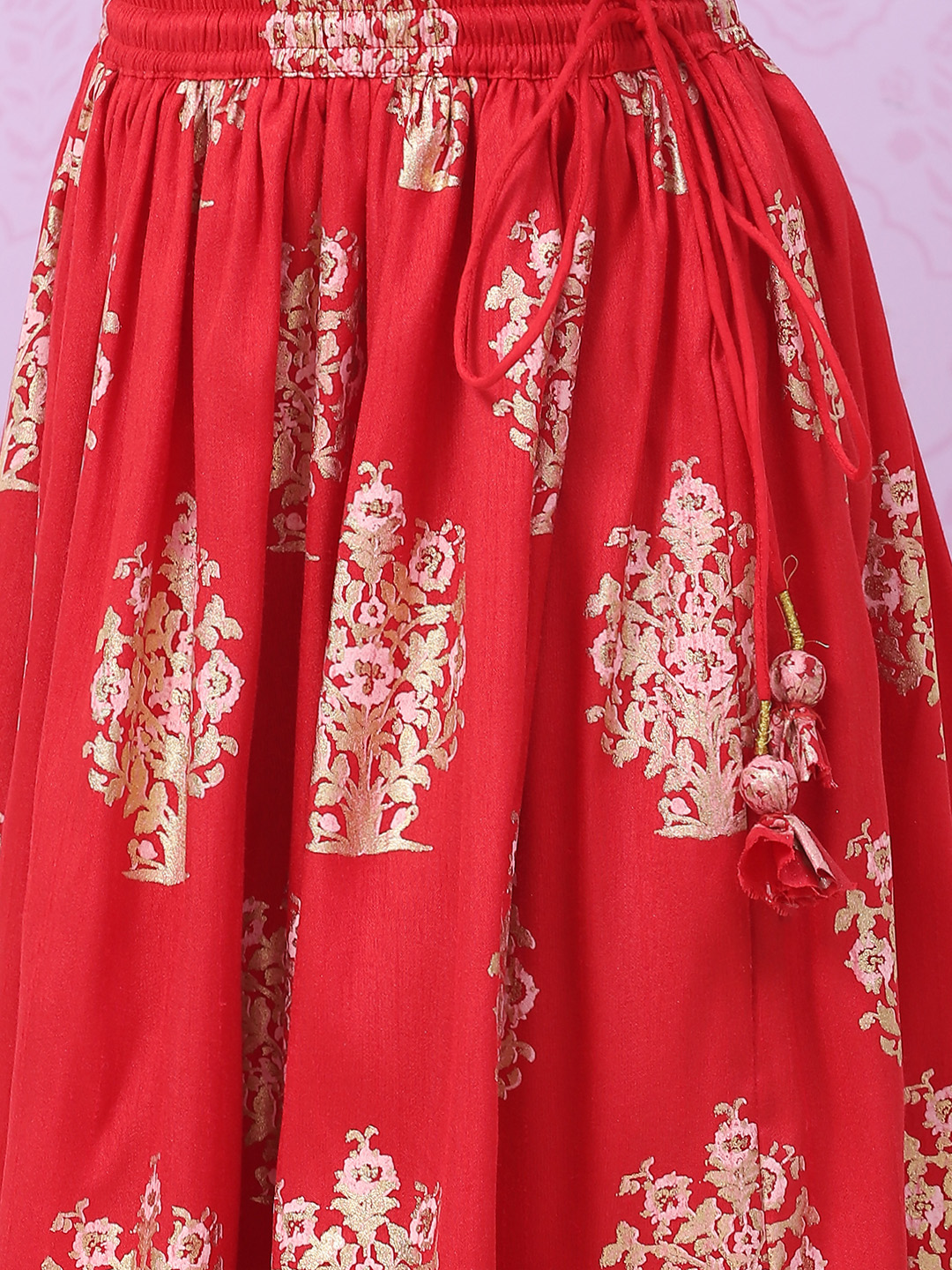 Red Art Silk Lehenga Set image number 2