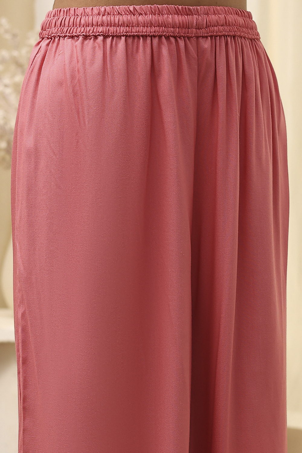 Pink Embroidered Flared Suit Set image number 2