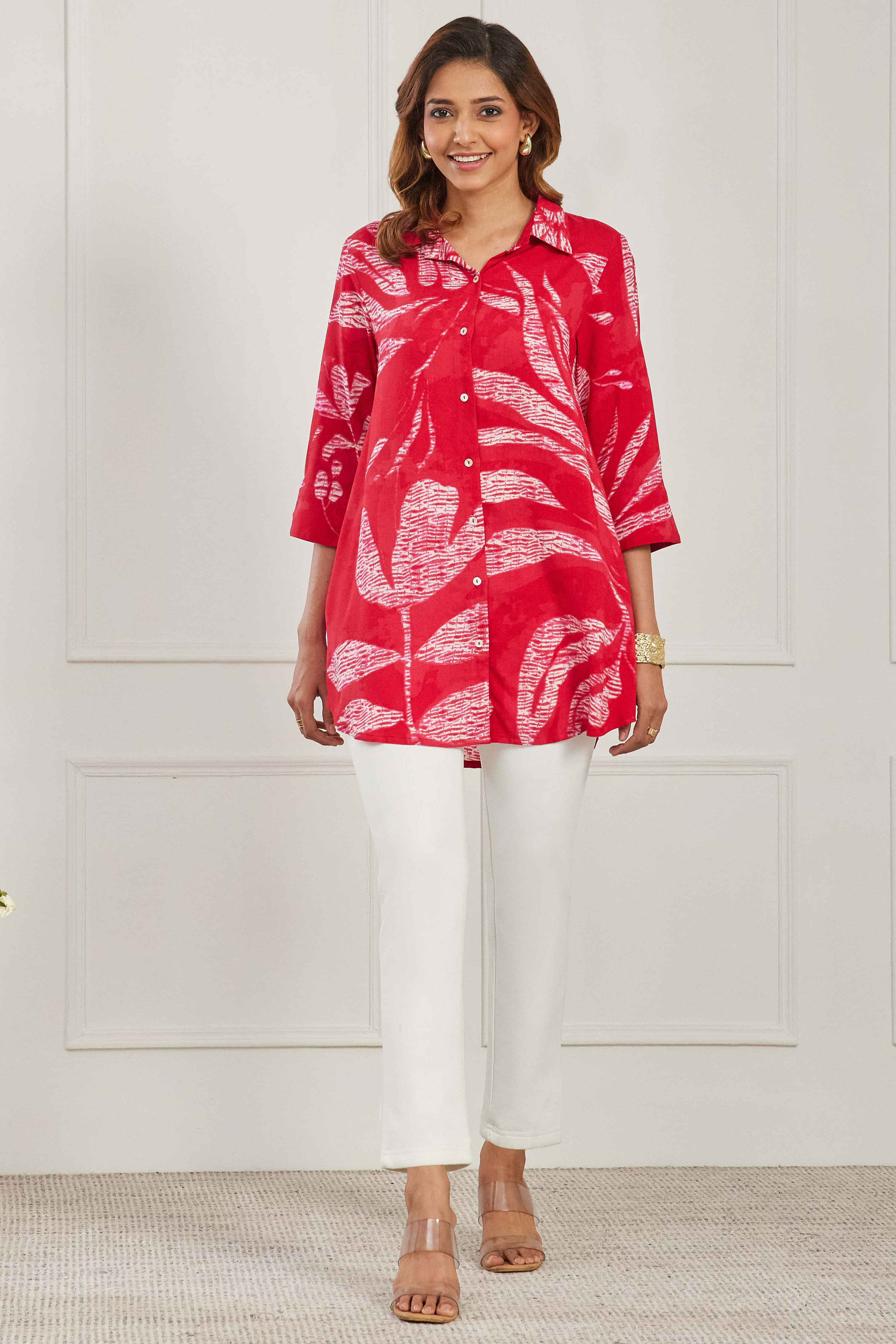 Red Viscose Rayon A Line Kurta image number 5