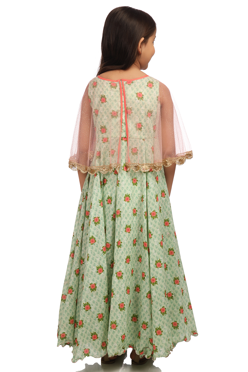 Green Anarkali Cotton Gown image number 4