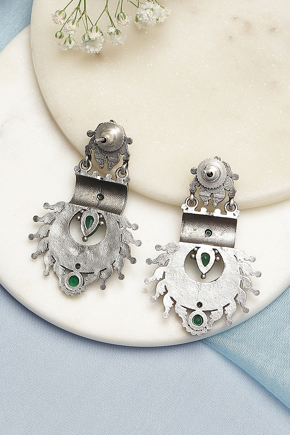 Green Oxidised Earrings image number 2